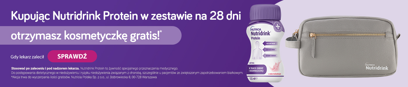 Kupując Nutridrink Protein w zestawie na 28 dni otrzymasz kosmetyczkę gratis