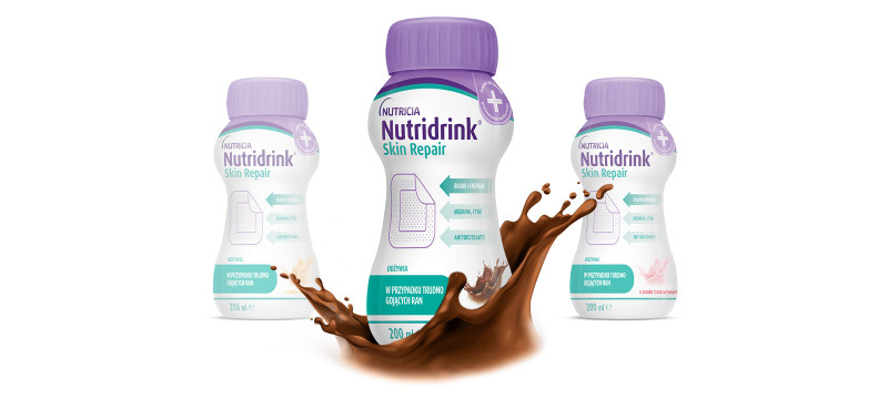 Nutridrink Skin Repair jest dostępny w różnych smakach – smak czekoladowy.